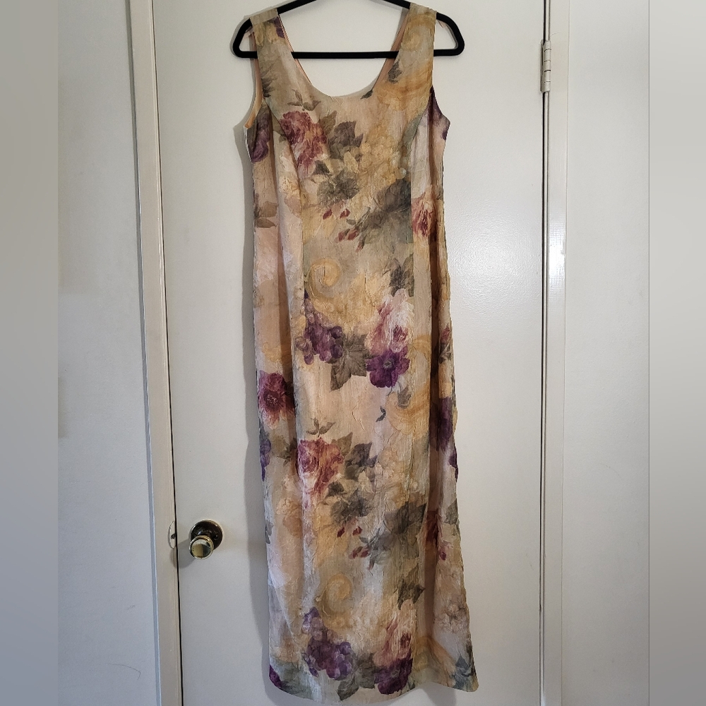 Virgo II Floral Print Maxi Dress - Purple and Cream Vintage 80s Whimsigoth, SZ M